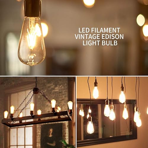 Miniatura 2 de ANWIO ST21 Bombilla LED de filamento 7 W (equivalente a 60 vatios), regulable 2700 K, blanco cálido, bombilla Edison vintage E26, base mediana