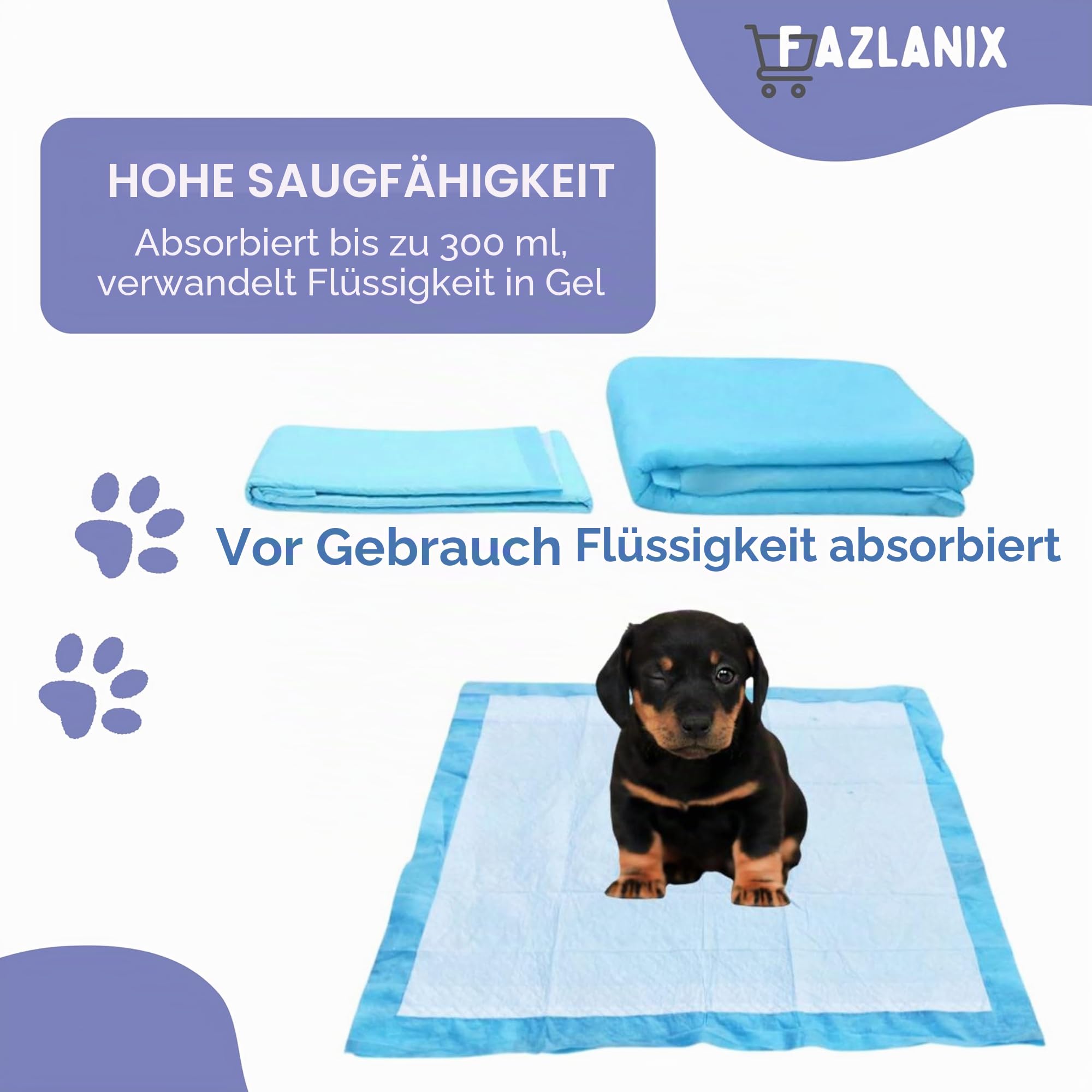 PIPI Matten für Hunde,60 Stück, 60x90cm Trainingspads , Hundetoilette Unterlagen, Wickelunterlagen Einweg,Super saugfähig, auslaufsicher, 6-Schichten, ideal für Welpen & ältere Hunde