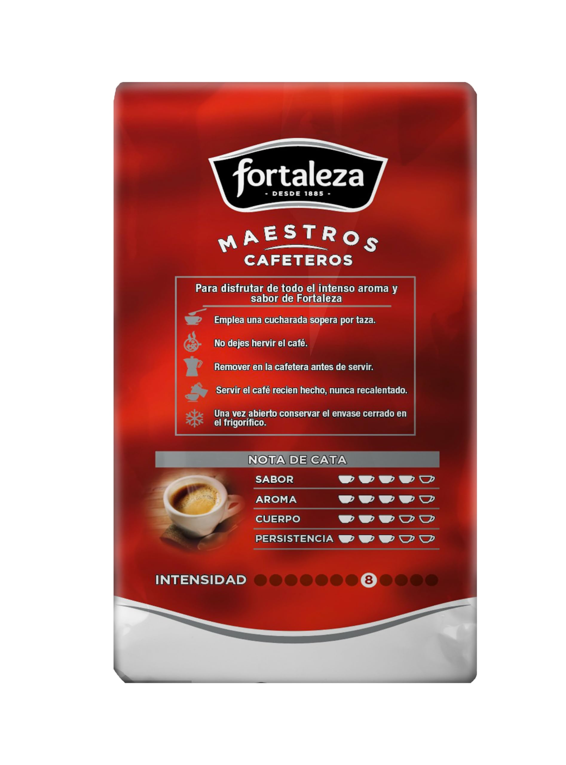 CAFÉ FORTALEZA Café Molido Natural Arábica con Sabor Suave y Matices Herbales - Pack 500g x 6 Total 3kg - Café Molido Filtro Émbolo Express Intensidad 8/12 - Café Diario Elegante y Equilibrado