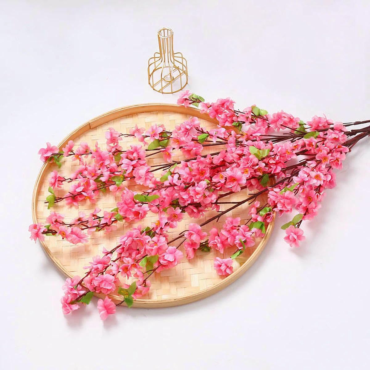 AYHTUD 1/3/5pcs Artificial Peach Blossom Branch Spring Plum Cherry Blossom Silk Flower Tree Decoration Home Wedding Decoration-Pink 120cm-1pc