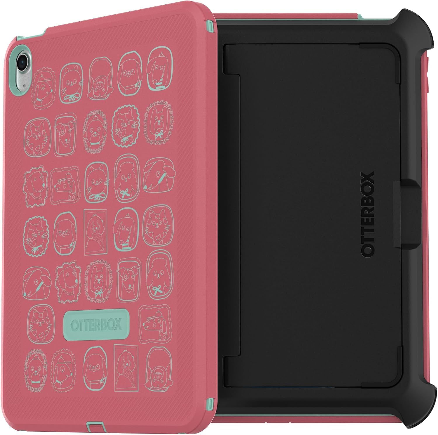 OtterBox iPad (A16) &amp; iPad 10th Gen (Only) Defender Series Case - Pawfect Parade (Pink) - Multi-Layer Protection - Four Position Stand - Built-in Screen Protector - Port Covers - Apple Pencil Storage