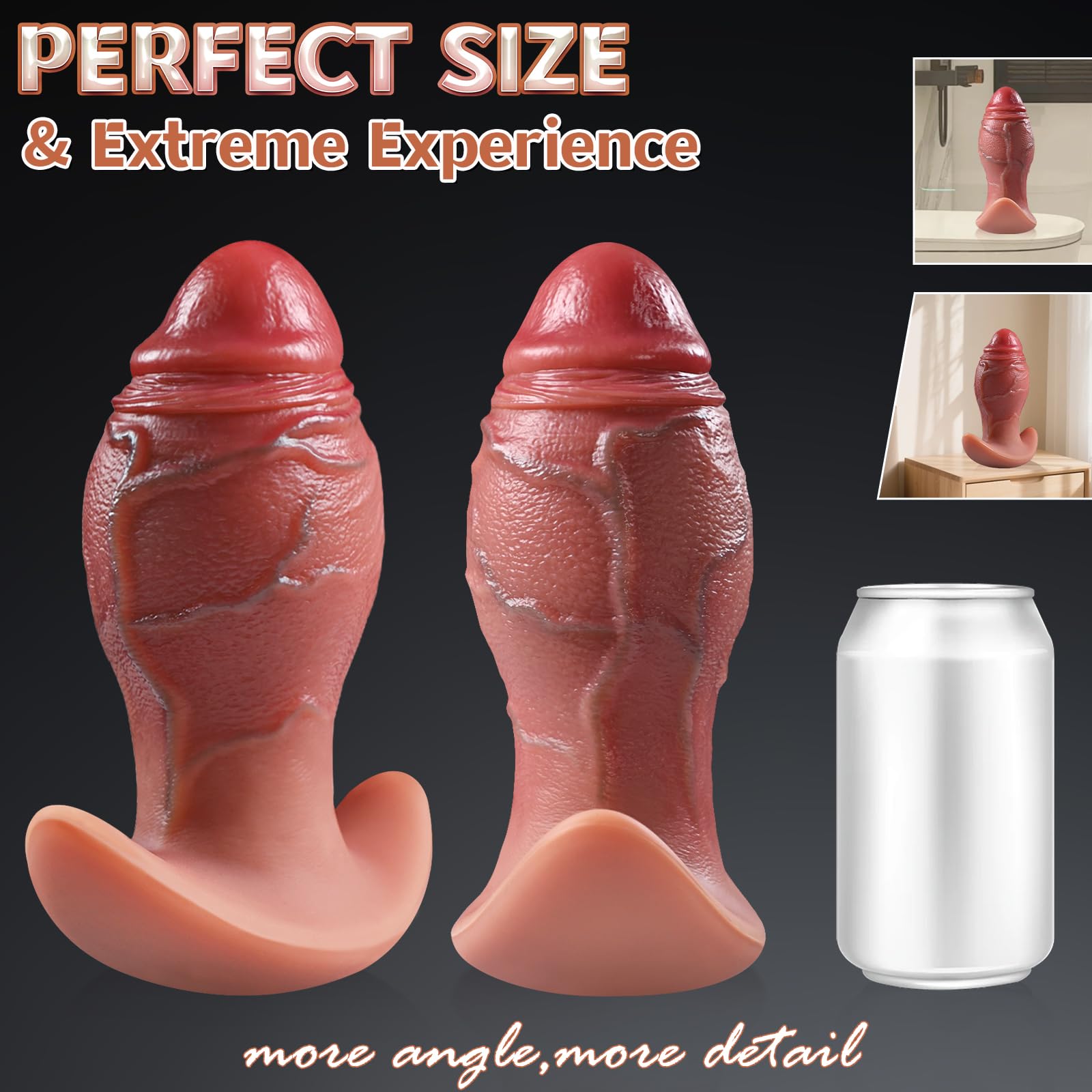 21 × 8,42 cm Gode XXL Monster Knot, Plug Anal Géant et Dilatateur Silicone | Plug Anal Épais avec Gros Nœud, Base en T et Veines Prononcées, Masseur Avancé pour Hommes Prostate et Femmes Point G