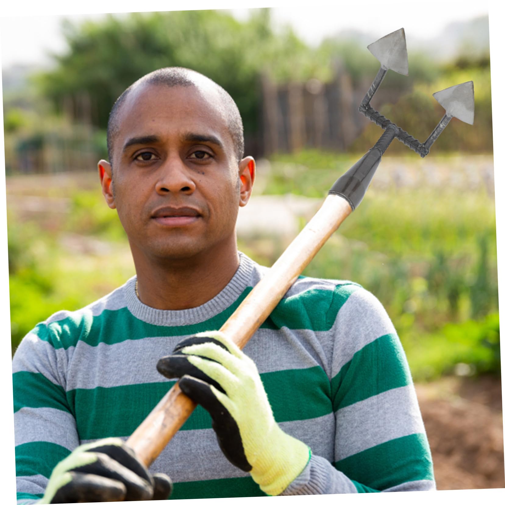 DOITOOL Azada Triangular Multifuncional para Jardinería Ligera y Duradera Herramienta para Aflojar Tierra y Deshierbar Huertos y Parques