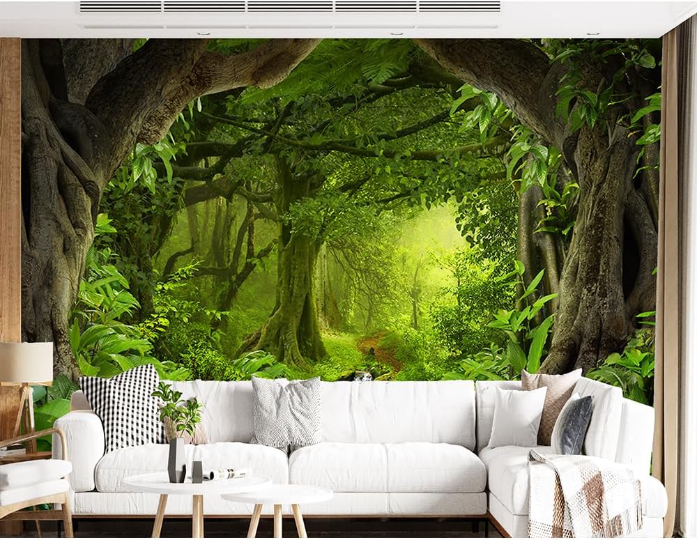 Custom Forest Peel and Stick Wall Mural Rainforest Wallpaper Large Nature Scenery Wall Mural for Bedroom Living Room Murals Home Decor