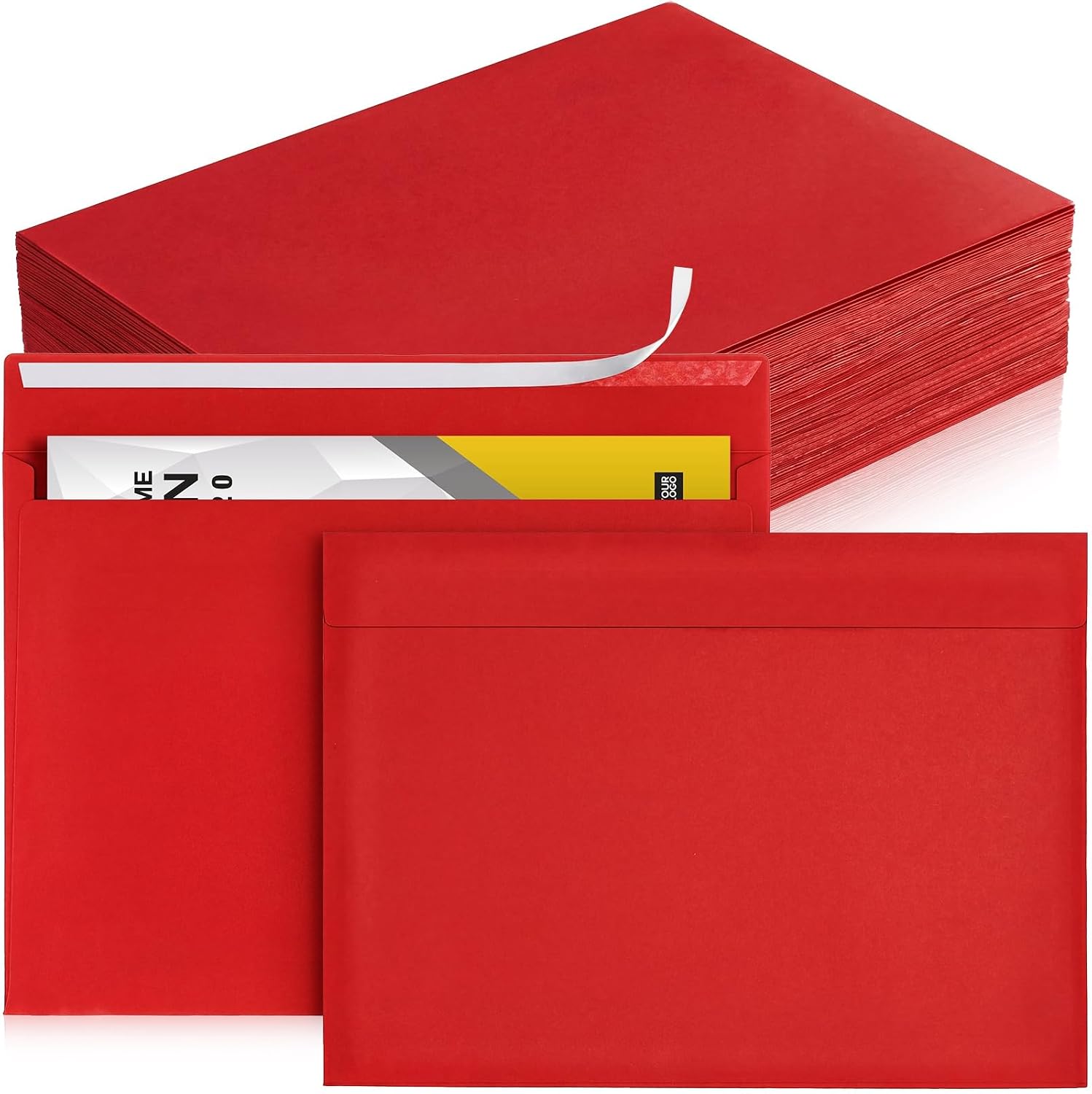 Crtiin 100 Pcs 9 x 12 Open End Booklet Black Envelopes 80 lb 120gsm Catalog Envelopes with Closure for Mailing Catalog Financial Document Magazine Pamphlet Business