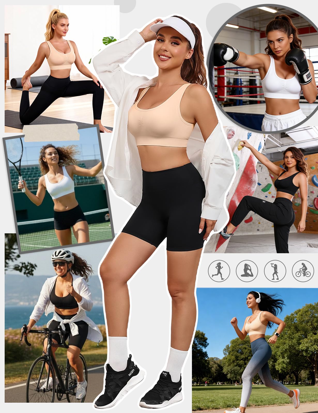 UMIPUBO Sujetador Deportivo Mujer Sujetadores Deportivos sin Aros Bajo Impacto Yoga Gimnasio Sports Bra Tops Corto con Almohadillas Extraíbles para Mujeres Espalda Descubierta Brasier