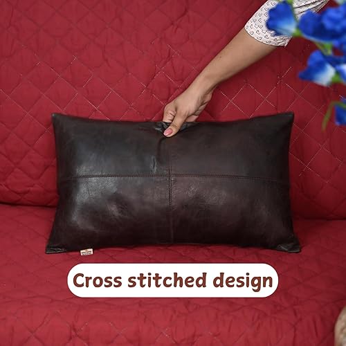 Miniatura 7 de Funda de almohada 100% piel de cordero  Funda de cojín para sofá, fundas decorativas para sala de estar y dormitorio, 12 x 20 pulgadas  marrón