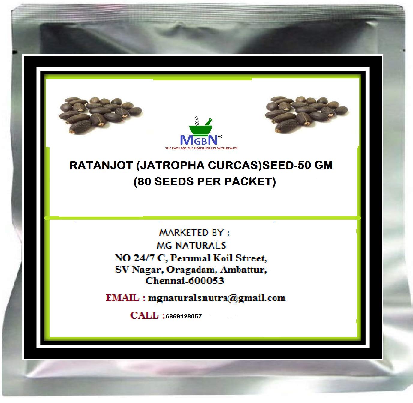 RATANJOT (JATROPHA CURCAS) SEED-50 GM (80 SEEDS PER PACKET)