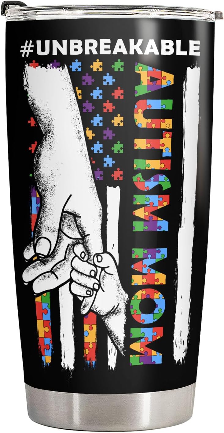 34HD Autism Mom Unbreakable Puzzle 20 oz Tumbler, Birthday Mama Gift image 2