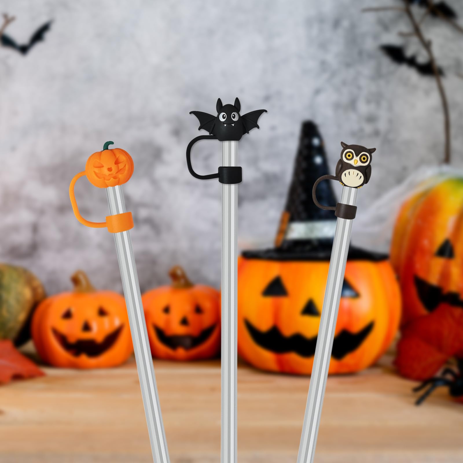 Halloween Strohhalm-Abdeckungen Für Stanley-Becher – 5 Stück, Silikon, 10 Mm, Wiederverwendbar, Staub- & Spritzwassergeschützt