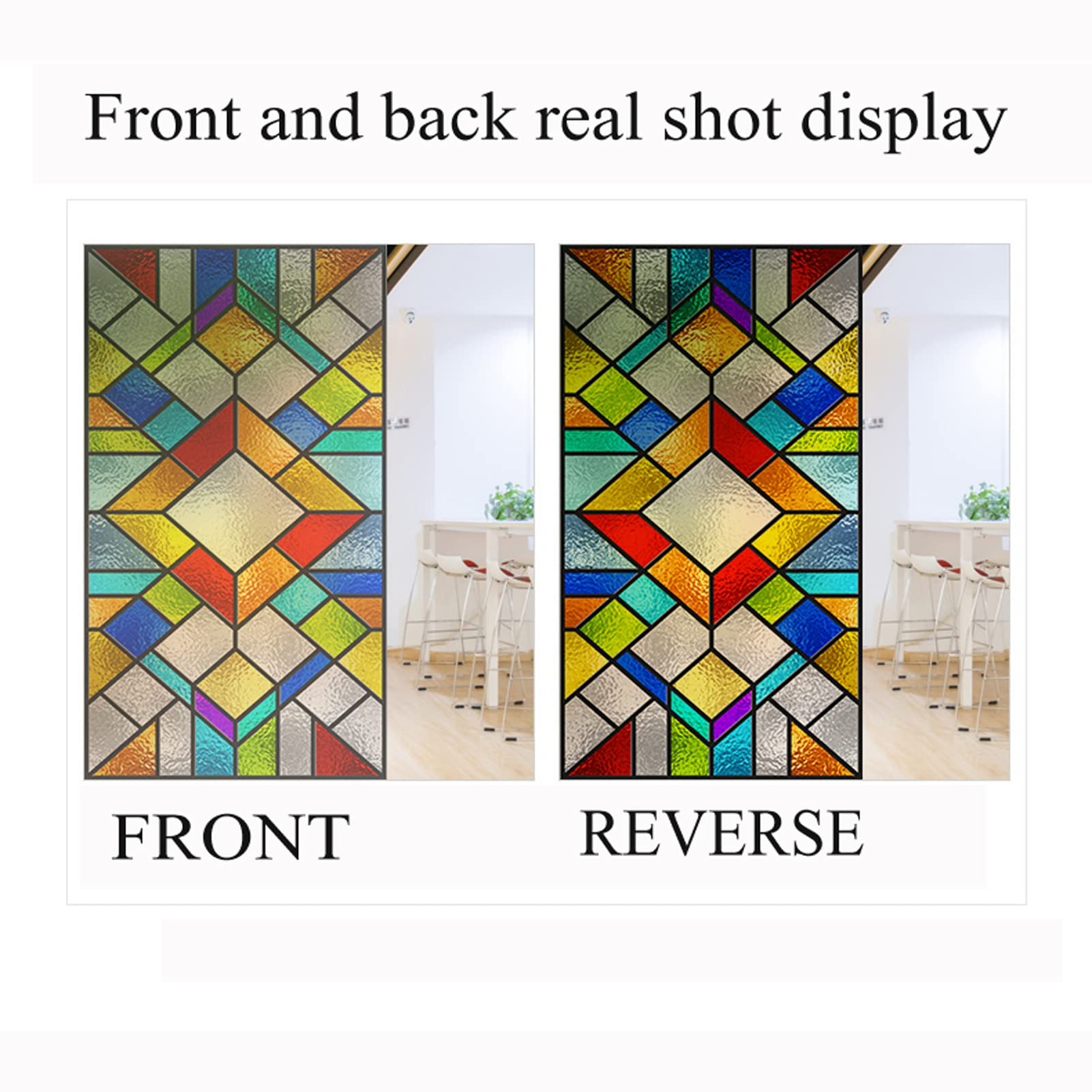 Buntglas-Fensterfolie, Privatsphäre, dekorativ, Milchglas-Fensteraufkleber, Anti-UV, Kirche, Buntglas-Fensteraufkleber, statisch haftend, Sichtschutz, Fensterfolie, blickdicht, 140 x 60 cm