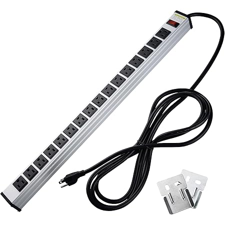 16 outlets Power Strip Offers 15A, 125V Multi-Outlet AC Power, 1875W Maximum Power,9.8Feet Cord Length and Power Switch