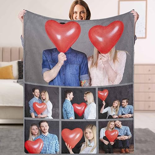 YESCUSTOM Manta personalizada con texto fotográfico, manta personalizada con mis propias imágenes para Navidad, familia, mamá, papá, perro,