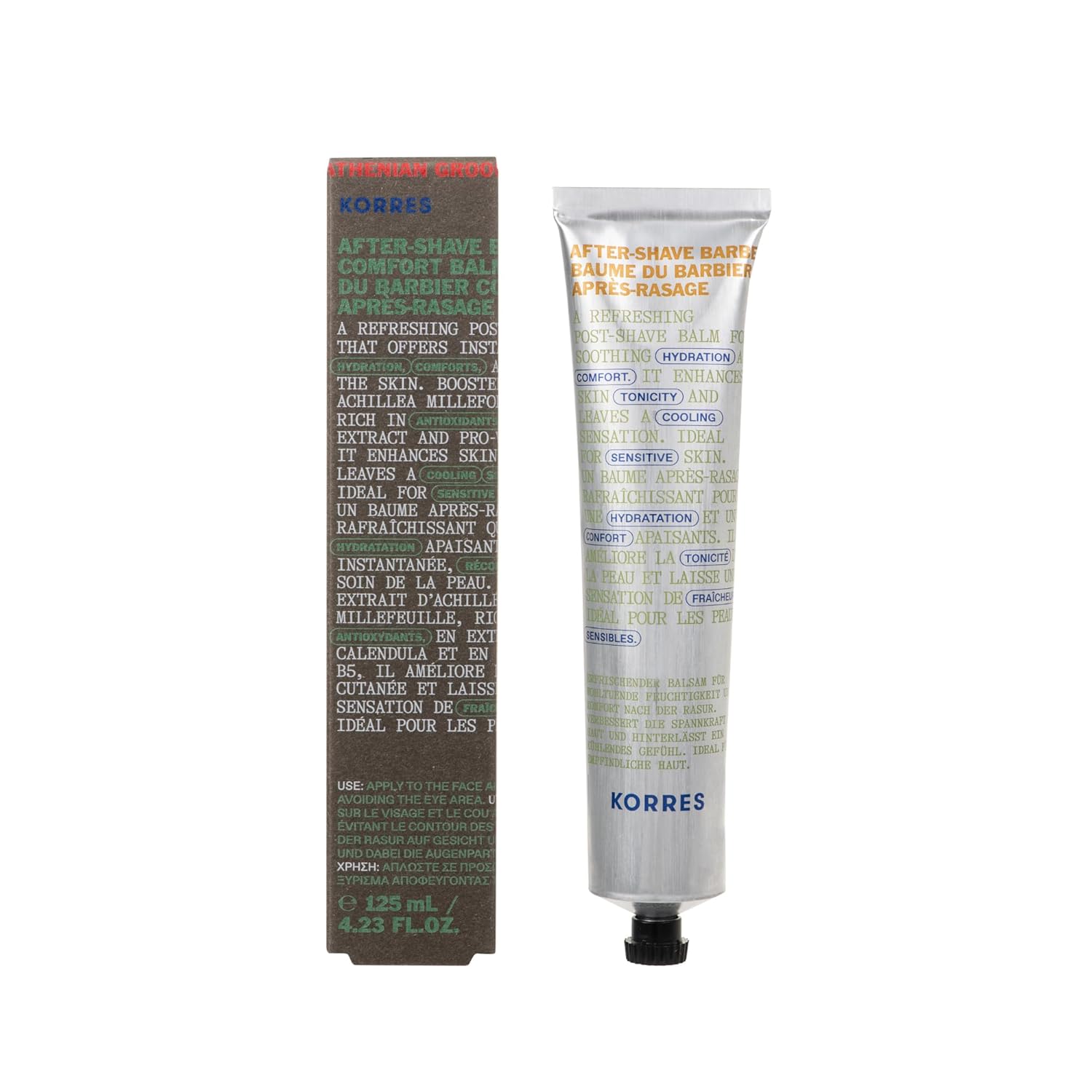 KORRES Athenean Grooming Soothing Aftershave Balm for Men, Skin Care After Shaving, Lightweight Moisturiser with Achillea Millefolium, Calendula & Pro-Vitamin B5, For Sensitive Skin, 4.23 Fl Oz