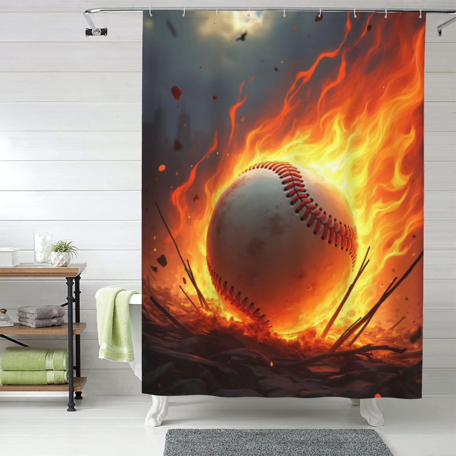 Rideau de douche lavable en machine pour baignoire 183cm