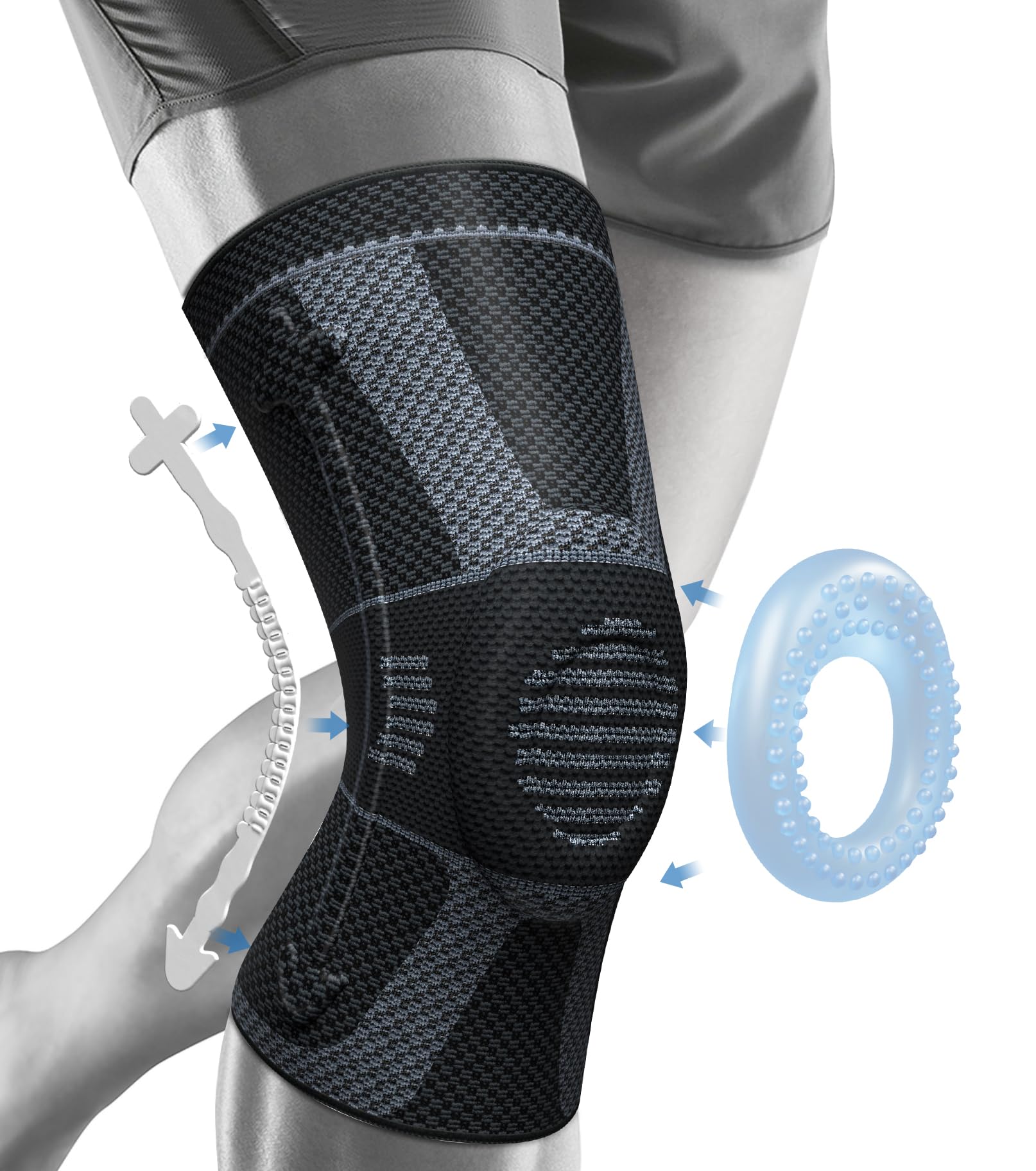 NEENCA Professional Knee Brace for Pain Relief, Medical Knee Compression Sleeve, Knee Support with Horizontal Knit Tech for Meniscus Tear, ACL,
