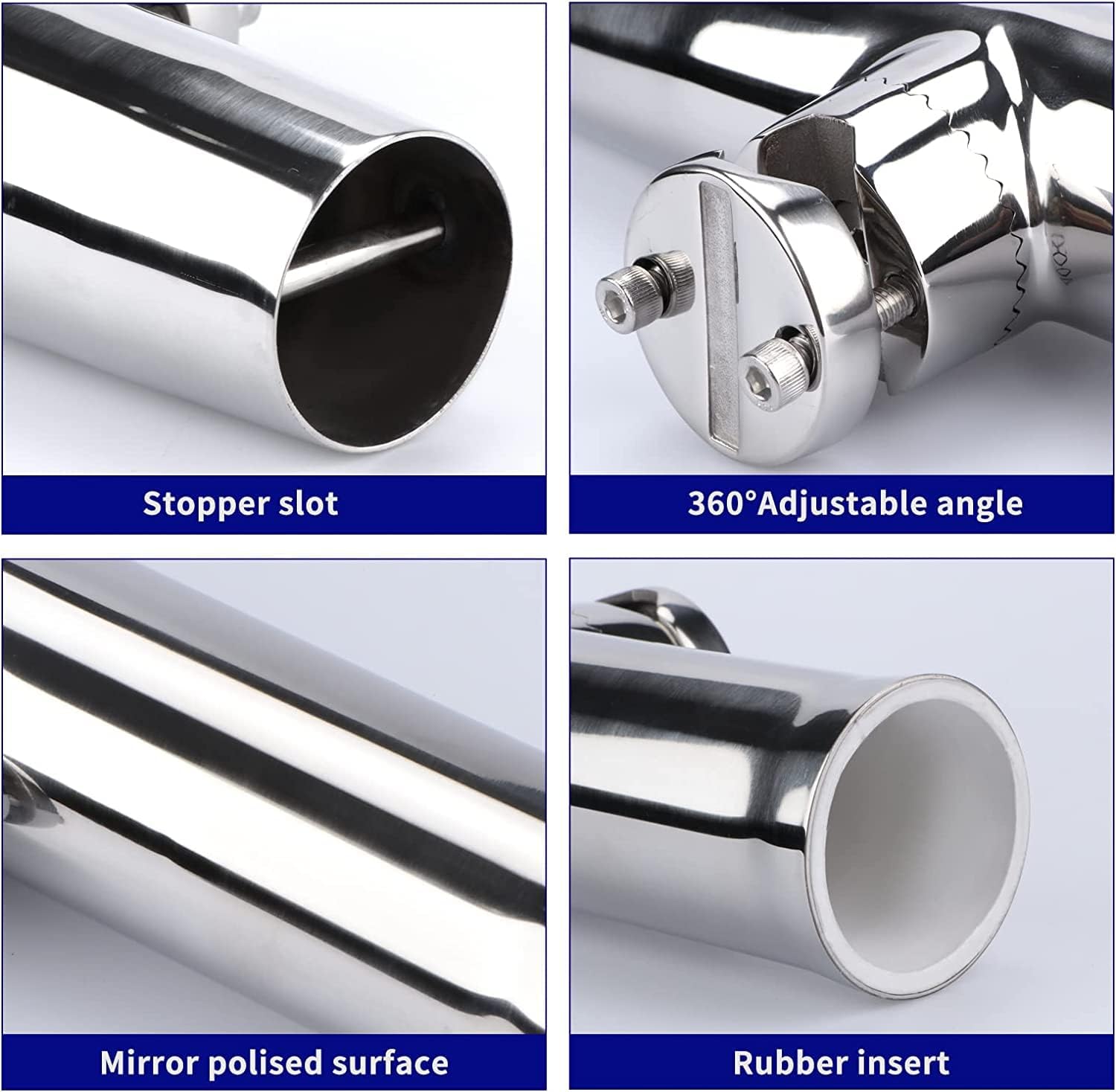 ഒരു ബോട്ട് റെയിലിൽ സ്ഥാപിച്ച റോഡ് ഹോൾഡറുകൾ