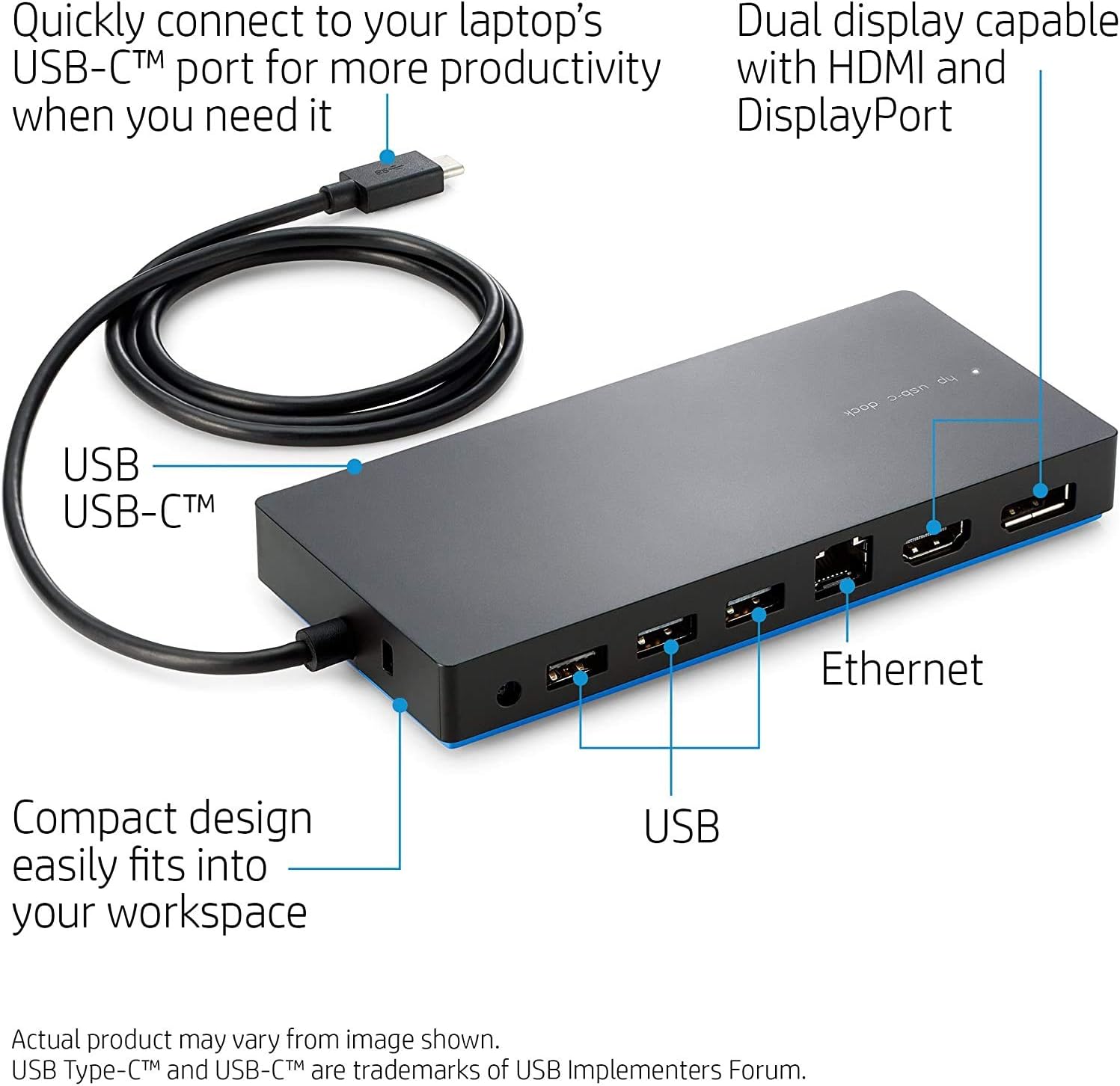 Black Friday Sale 2022 HP Genuine Elite USB-C Dock Station with 65W AC Charger for USB-C Laptops, USB-C to HDMI, DisplayPort, USB-C, USB-A and Ethernet, TPA-B01, 844549-001, Y0K80AA#ABA (Renewed)