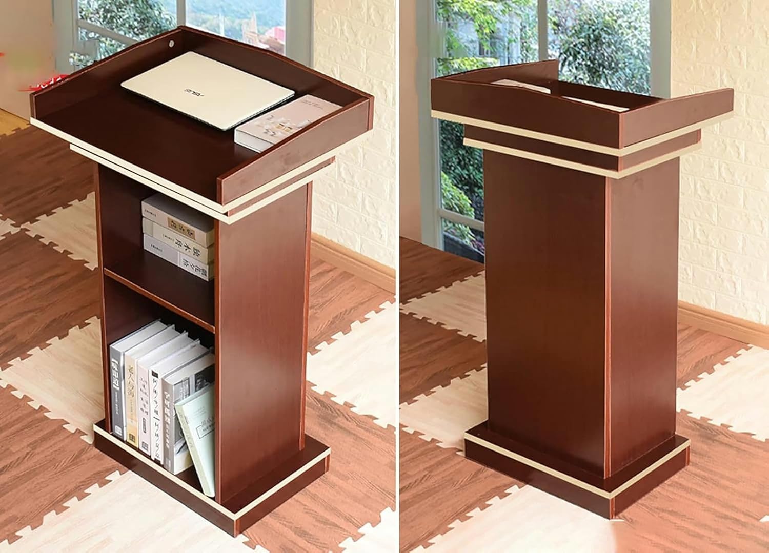 Wooden Lectern Podium Stand,Design with Storage/Standing Wooden Pulpit for Church Office School Home Conference Restaurant by OEM…