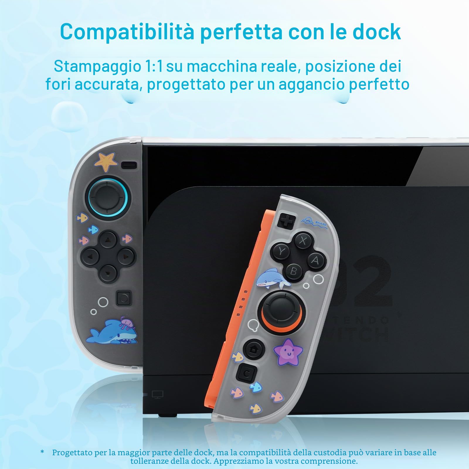 GeekShare Custodia sottile compatibile con Switch 2, assorbimento degli urti e antigraffio in PC per console di gioco Switch 2 - Shark Party