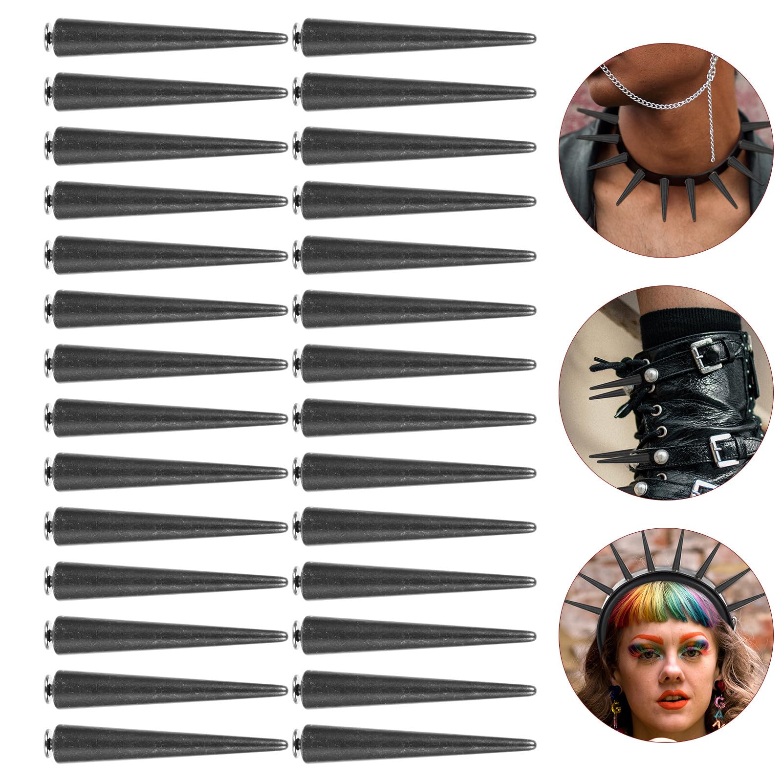 Healvian Remaches Decorativos Punk Redondos Negros de Aleación 30 Piezas