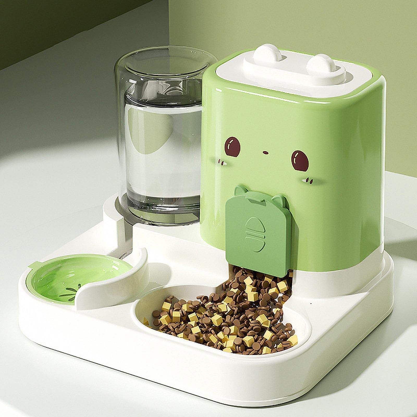 Perfeclan Comedero Automático para Mascotas, Comedero, Dispensador de Agua, Comedero para Gatos, Conejos, Cachorros Y Animales Pequeños, Verde