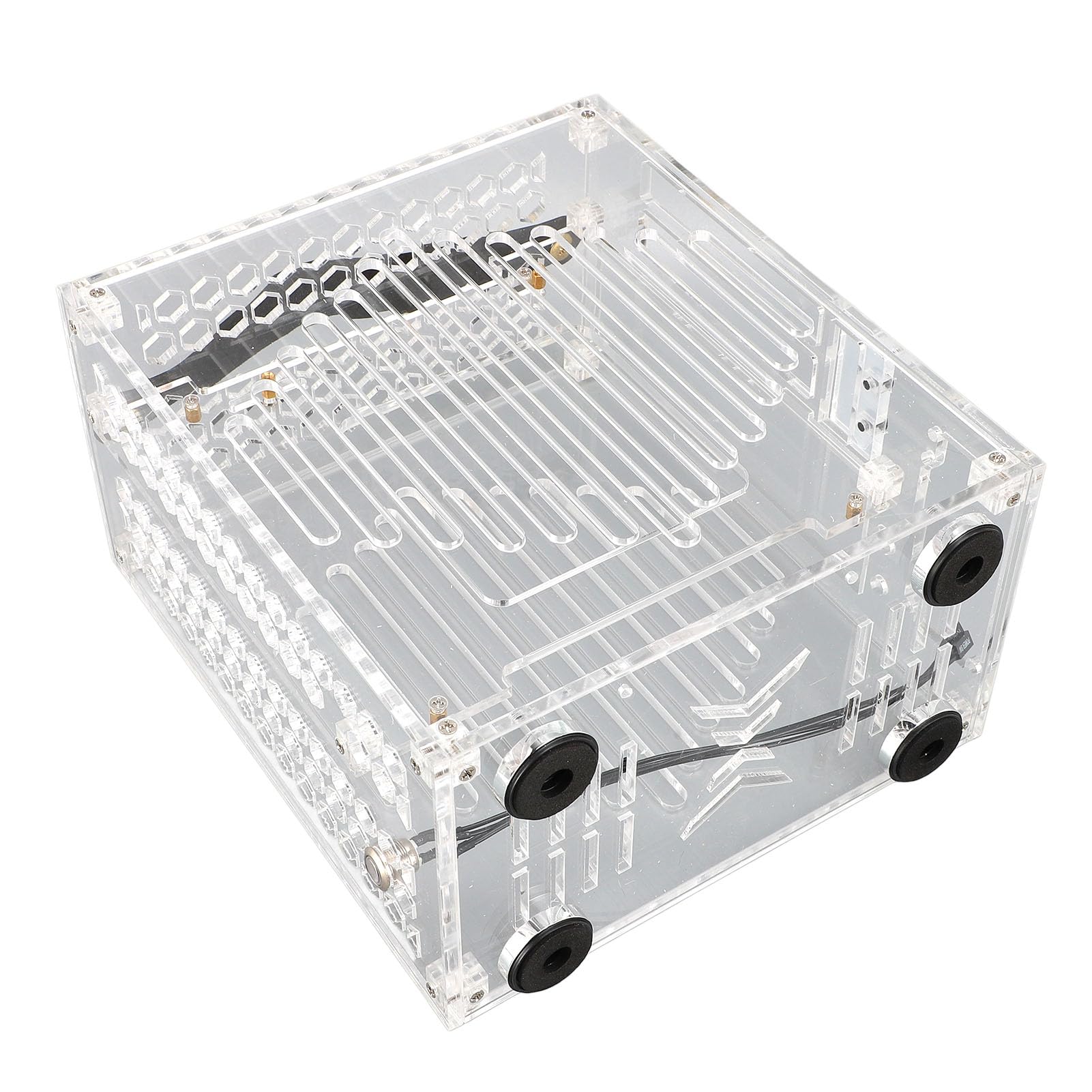Demeras Miniaturowa Obudowa Komputera ITX Przenośna Akrylowa Obudowa Komputera dla Majsterkowiczów 23x20,5x12cm Przezroczysty Przepływ Powietrza 360 Stopni (Jasne)