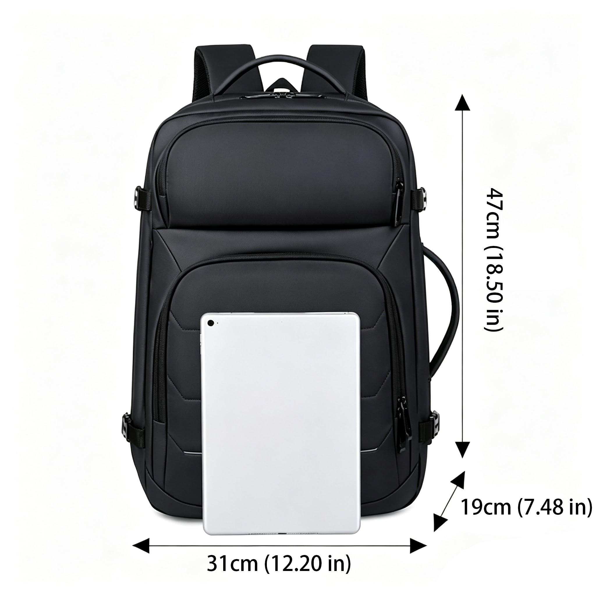 16 Zoll erweiterbarer PU Laptop Reise Rucksack, 36-55L große Kapazität wasserbeständiger Geschäfts-Tagessack