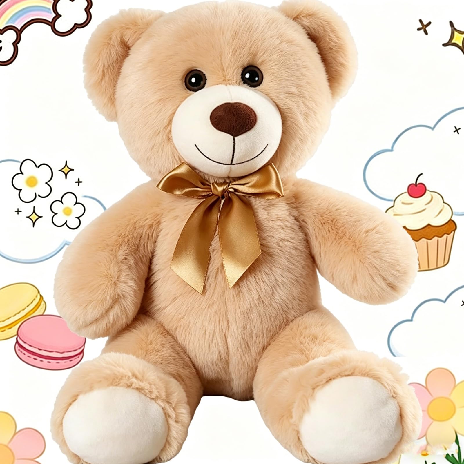 QyueQyat Small Teddy Bear, Cuddly Companion for Security, Soft Plush Toy for Gifting and Decoration, Medium Size Teddy Bear with Premium Materials