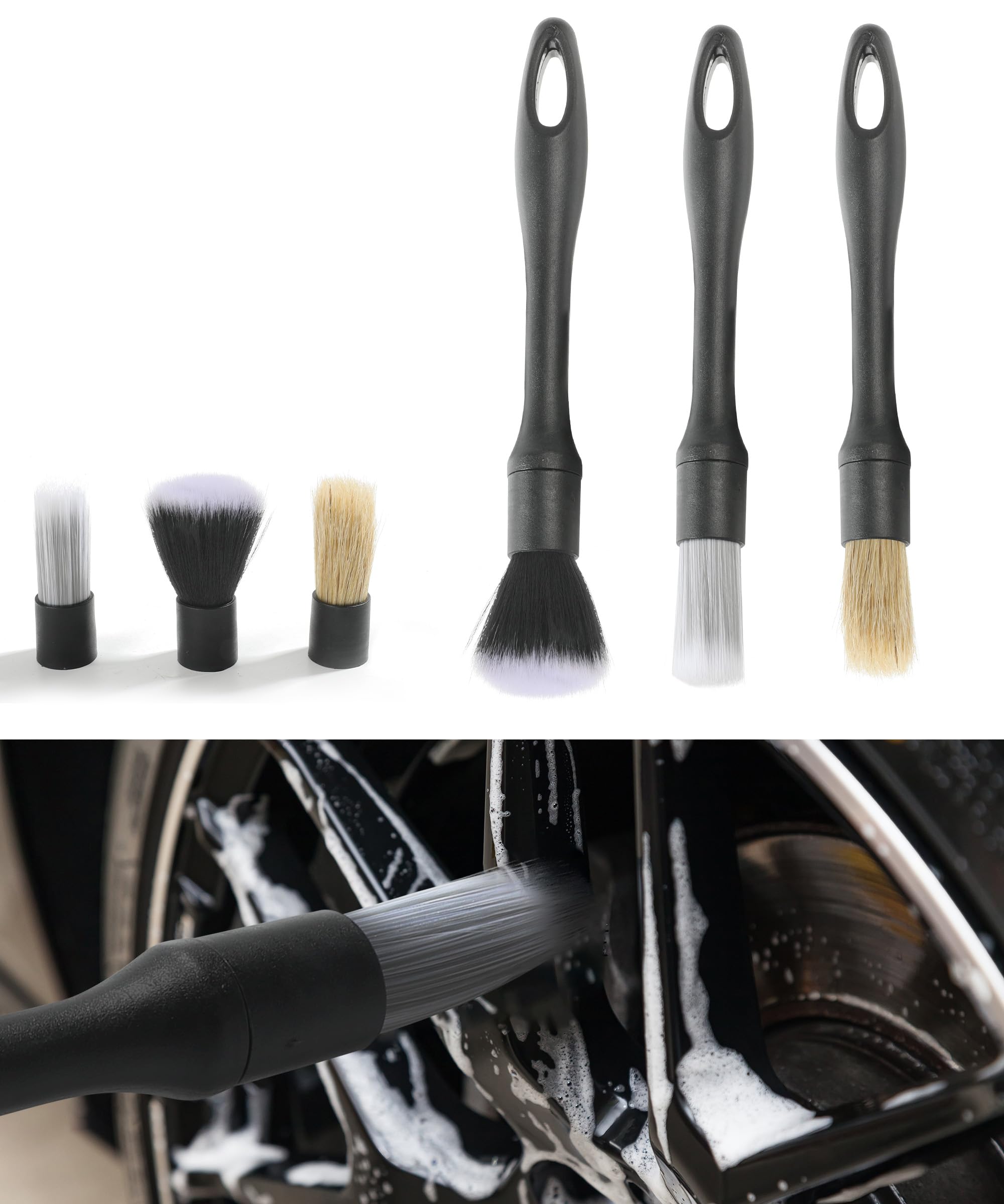 6PCS Car Detailing Brushes,Car Detailing Brush Set,Car Accessories Detail Brush Car Detailing Kit,Auto Detail Brush Kit with Brush Head,Used to Clean Interior or Exterior,Dashboard,Air Vent
