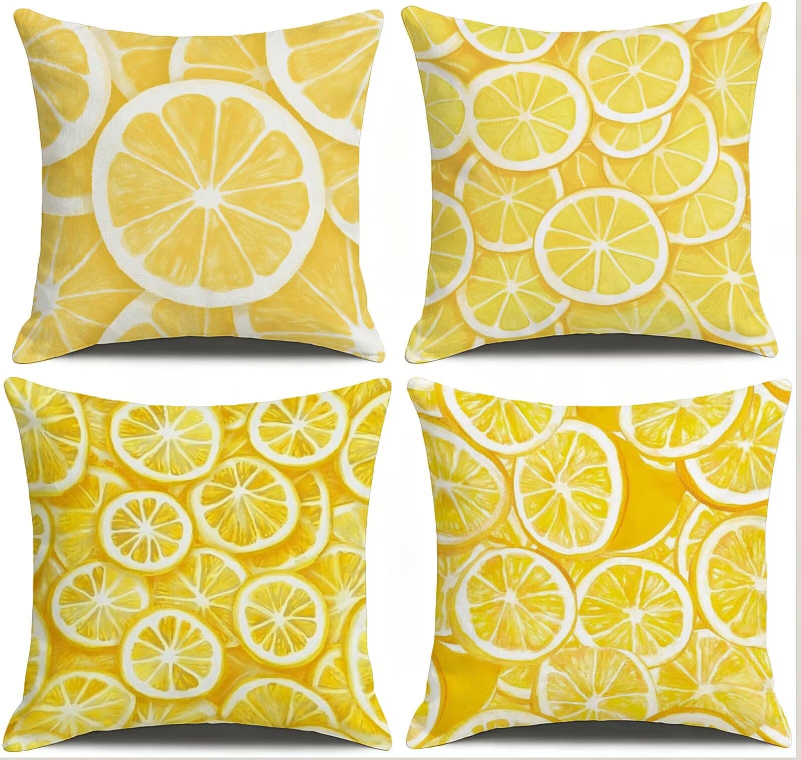 Cojines Exterior Amarillo Funda Almohada 50x50cm Juego de 4, Cod-651