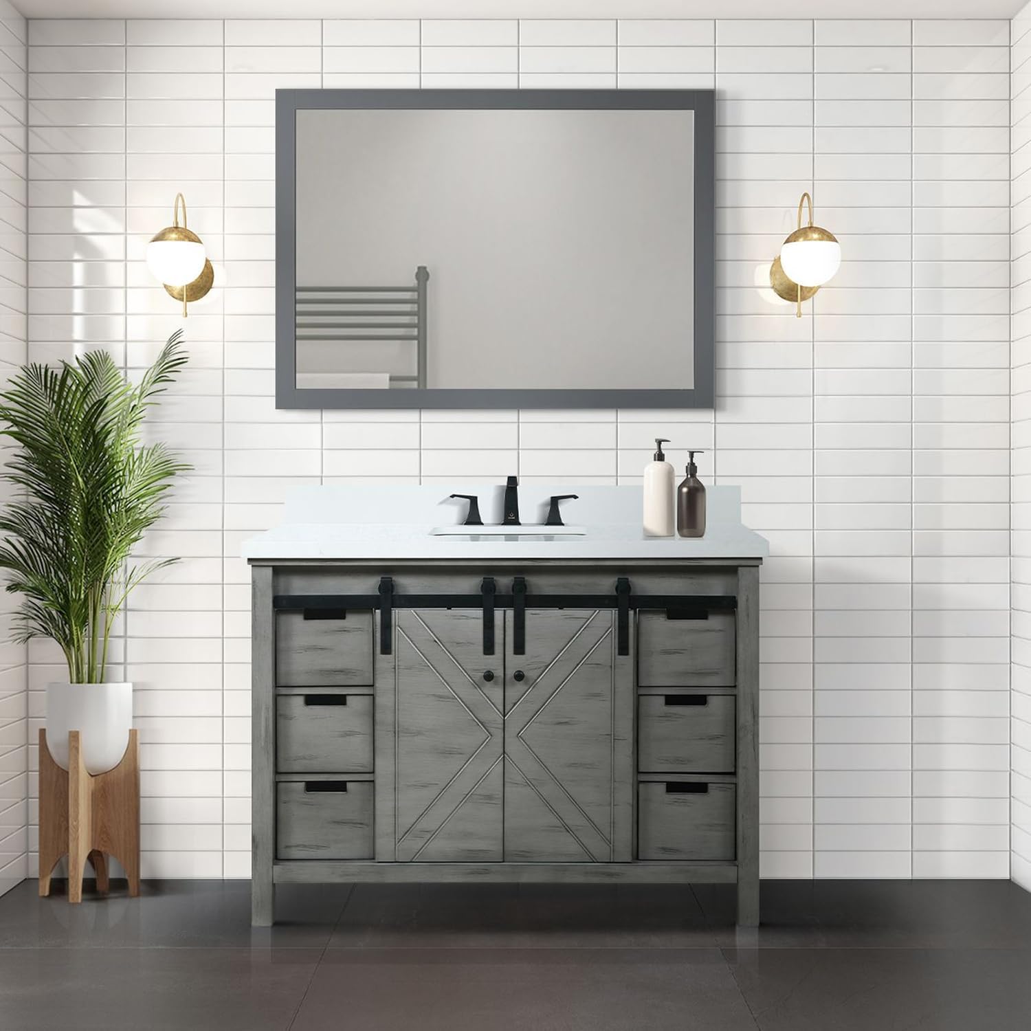 Marsyas Bath Vanity - with Faucet & Marble Top Ash Grey/48-Single