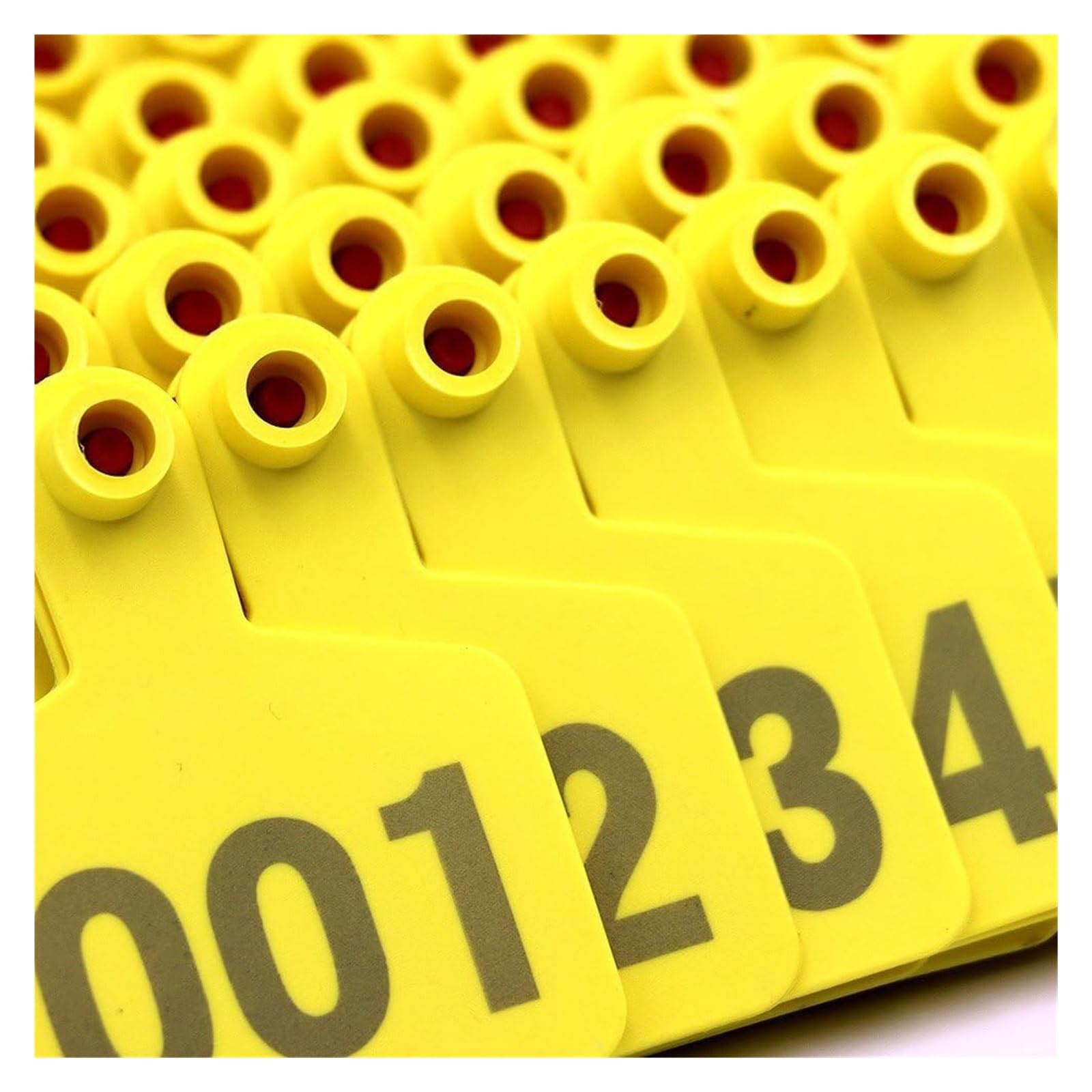Marcatore per orecchini a forma di bestiame, numerato, 6,1 x 7,6 cm, adatto per orecchie di maiale, bovino, pecora e cavallo, numero (giallo)