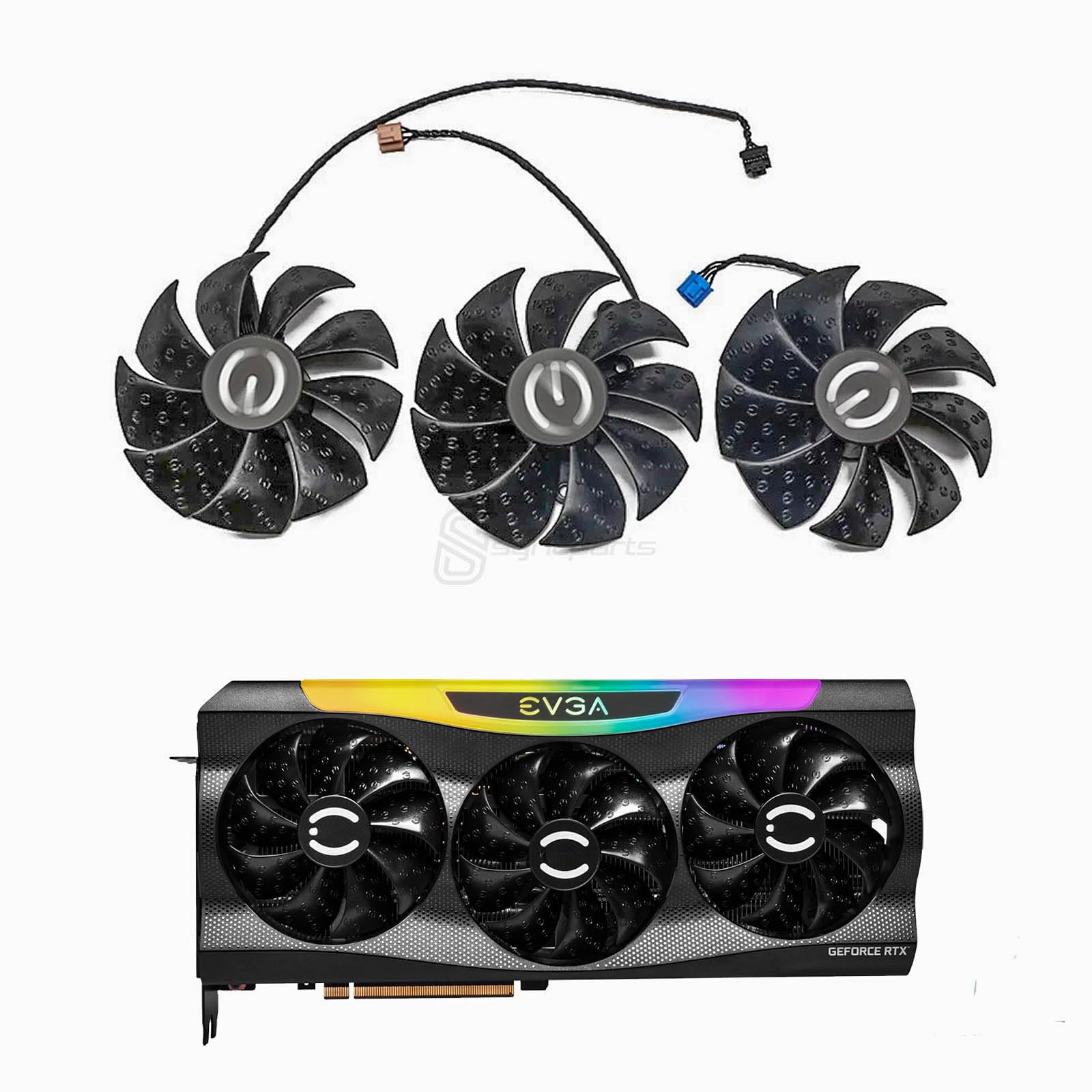 Lüfter Grafikkarte EVGA RTX 3070 Ti FTW3 Ultra Gaming, RTX 3080 FTW3-Gaming,3090 Ti FTW3 Black Gaming | Ersatzlüfter, Grafikkarten Luftkühler PLD09220S12H (Set, 3x Lüfter)