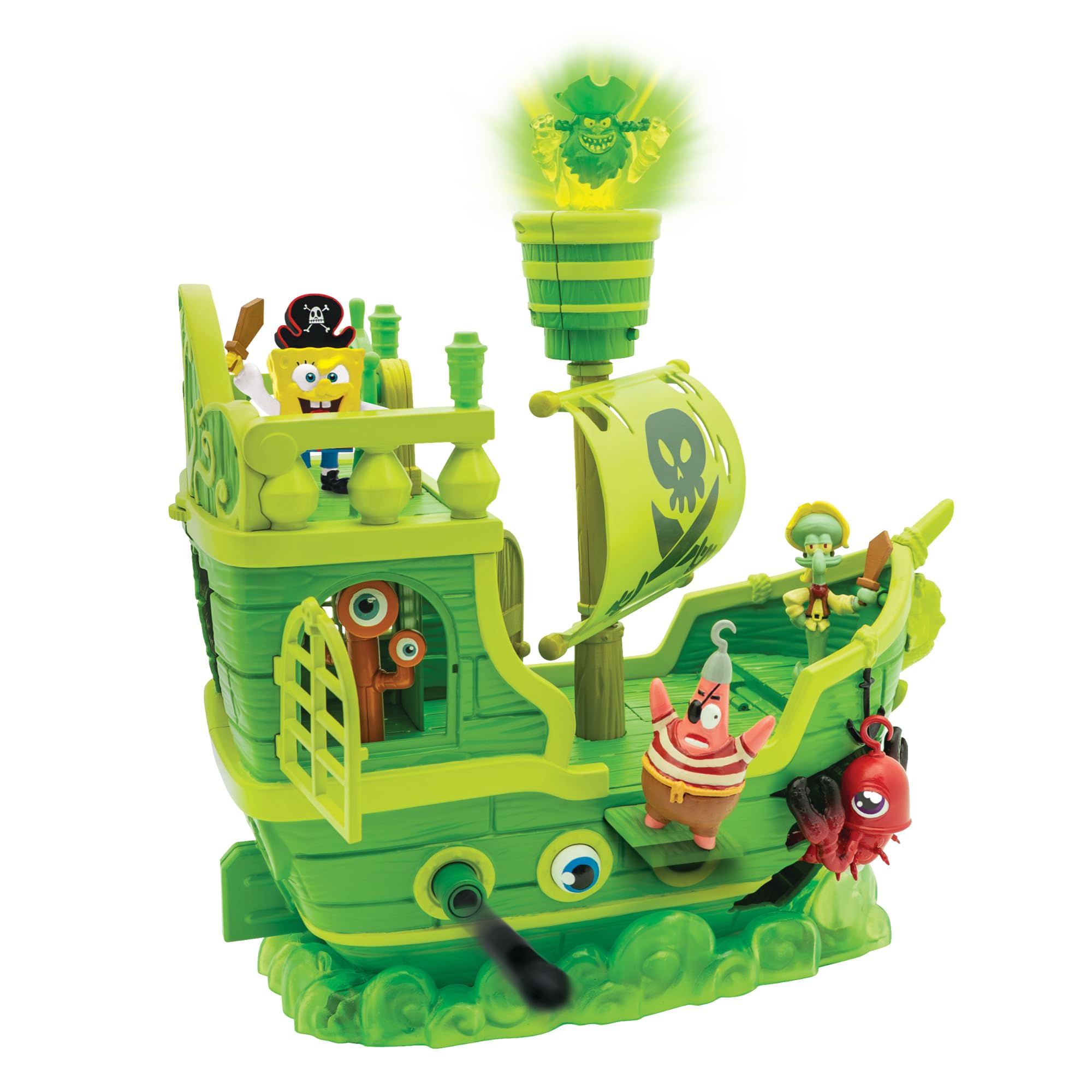 SPONGEBOB SQUAREPANTS Movie: The Search for SquarePants - The Flying Dutchman’s Ship Playset with 6 Exclusive Figures, Lights, Motion & Hidden Features for Kids Ages 3+
