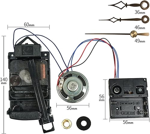 Miniatura 7 de Milageto Kit de mecanismo de movimiento de reloj de péndulo, relojes de bricolaje para hacer relojes de repuesto, reloj de péndulo, eje de