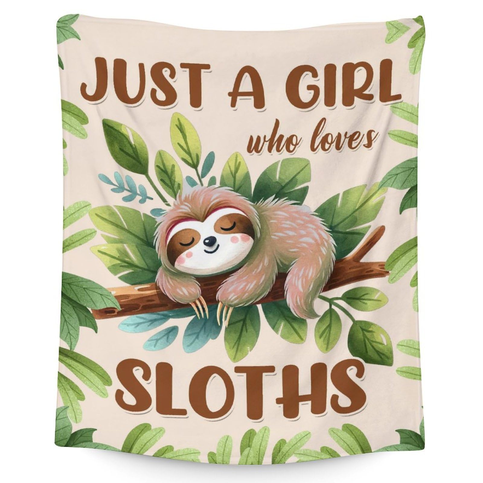 BEOIIBIRD Sloth Blanket Gifts for Girls - 40" x 50" Inches Cute Throw Blankets for Teens - Beige Lightweight Cozy Throws for Sofa, Bed & Crib