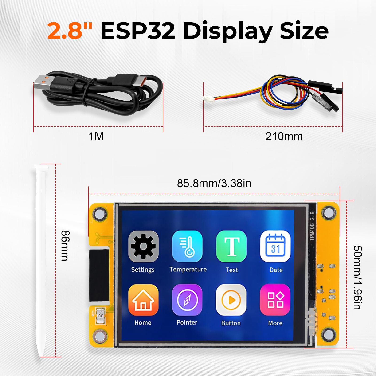 ESP32 Display,2.8" ESP32 Display ESP32-2432S028R Touchscreen Resistivo 240x320 TFT LCD Display Modul,ESP32 Scheda di sviluppo con WiFi Bluetooth, per Arduino IDE(2 pezzi)