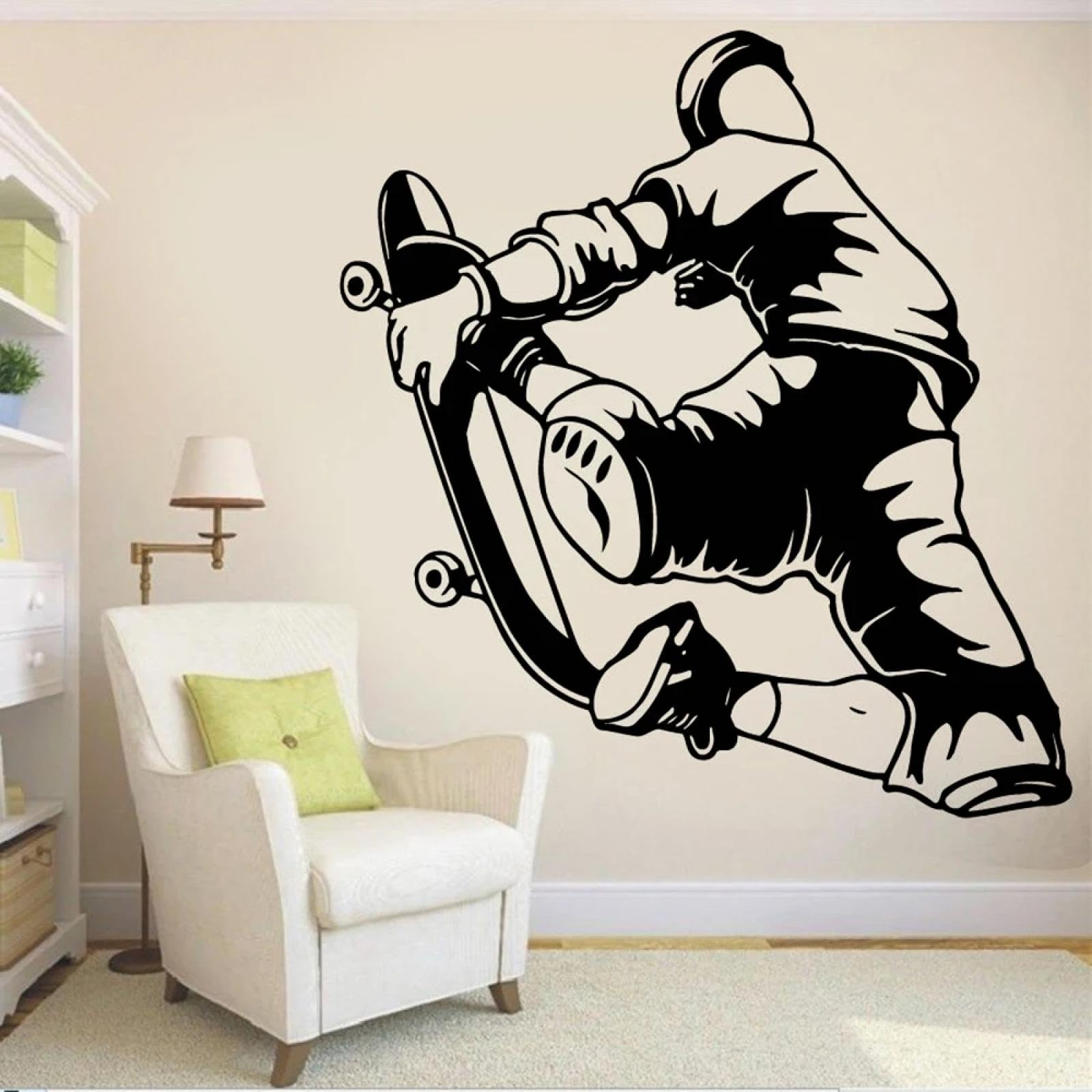 WEIMEIJIE Skateboard Silhouette Vinyl Cut wall Decal Skateboard Extreme Street Sports wall Decal Room House wall Decal Flower