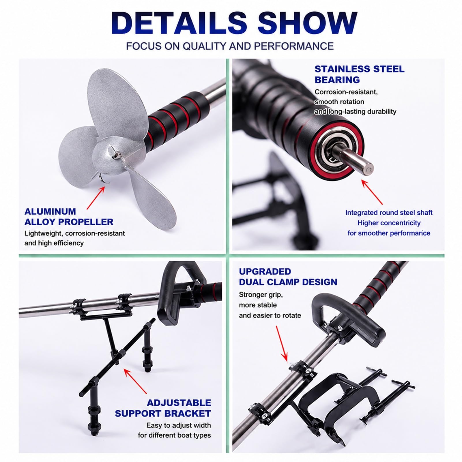 Hélice orientable accionada por Taladro para Kayak Pequeño Motor Fueraborda | Kit de propulsión para Kayak para Lagos y estanques, Incluye Soporte