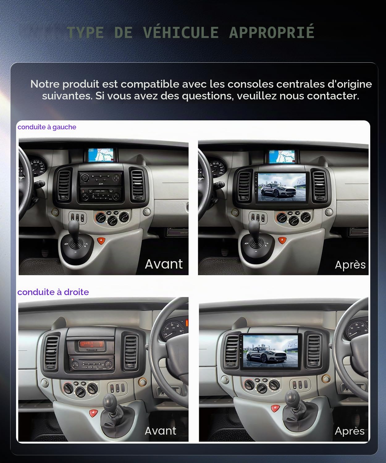 VECHTEL 4G+64G Autoradio Android 15 pour Renault Trafic 2001-2010/Opel Vivaro 2006-2010/Nissan Primastar 2006-2014,10.1'' In-Cell Touchscreen avec Carplay Android Auto GPS WiFi Bluetooth FM RDS Caméra