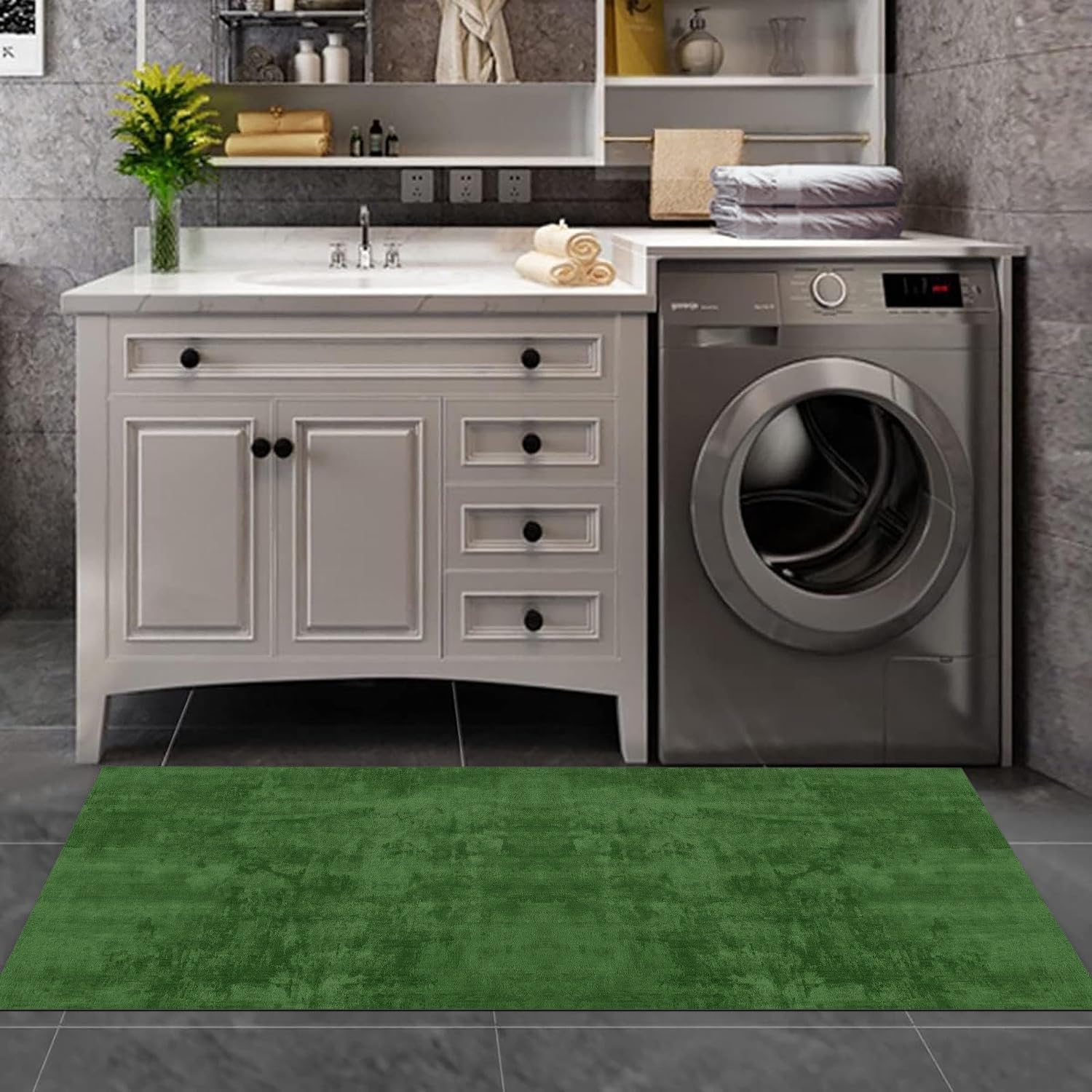 Läufer Flur Küche Waschbar rutschfest 80X200cm Lang Grün Küchenteppich Flurteppich Teppich Fur Korridor Wohnzimmer Schlafzimmer Meterware Anpassbar