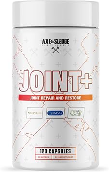 Axe & Sledge Joint+ | Joint Health Support Supplement with UC-II Collagen, Glucosamine, MSM, Bioperine | 1g Glucosamine, 500mg OptiMSM, 40mg UC-II Collagen | 30 Servings
