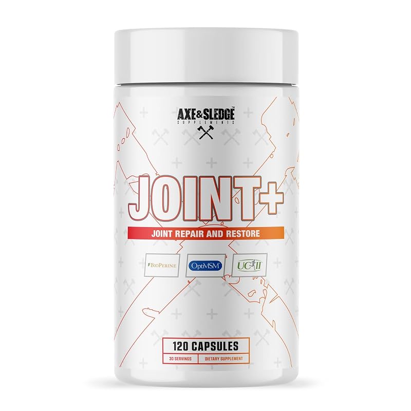 Axe & Sledge Suplemento Articular com Glucosamina, OptiMSM, Colágeno UC-II e BioPerine, 1 g + 500 mg + 40 mg + 5 mg, 30 porções