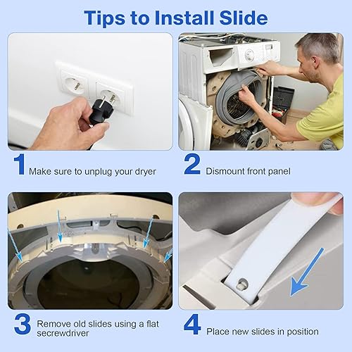 Miniatura 4 de WE1M333 Rodamiento de tambor de secadora Glide Slide de FreeCat, reemplaza WE1M504 PS755842 WE1M4811032671 AP3672582 WR17X11653 WR17X3093 WE1M1067,
