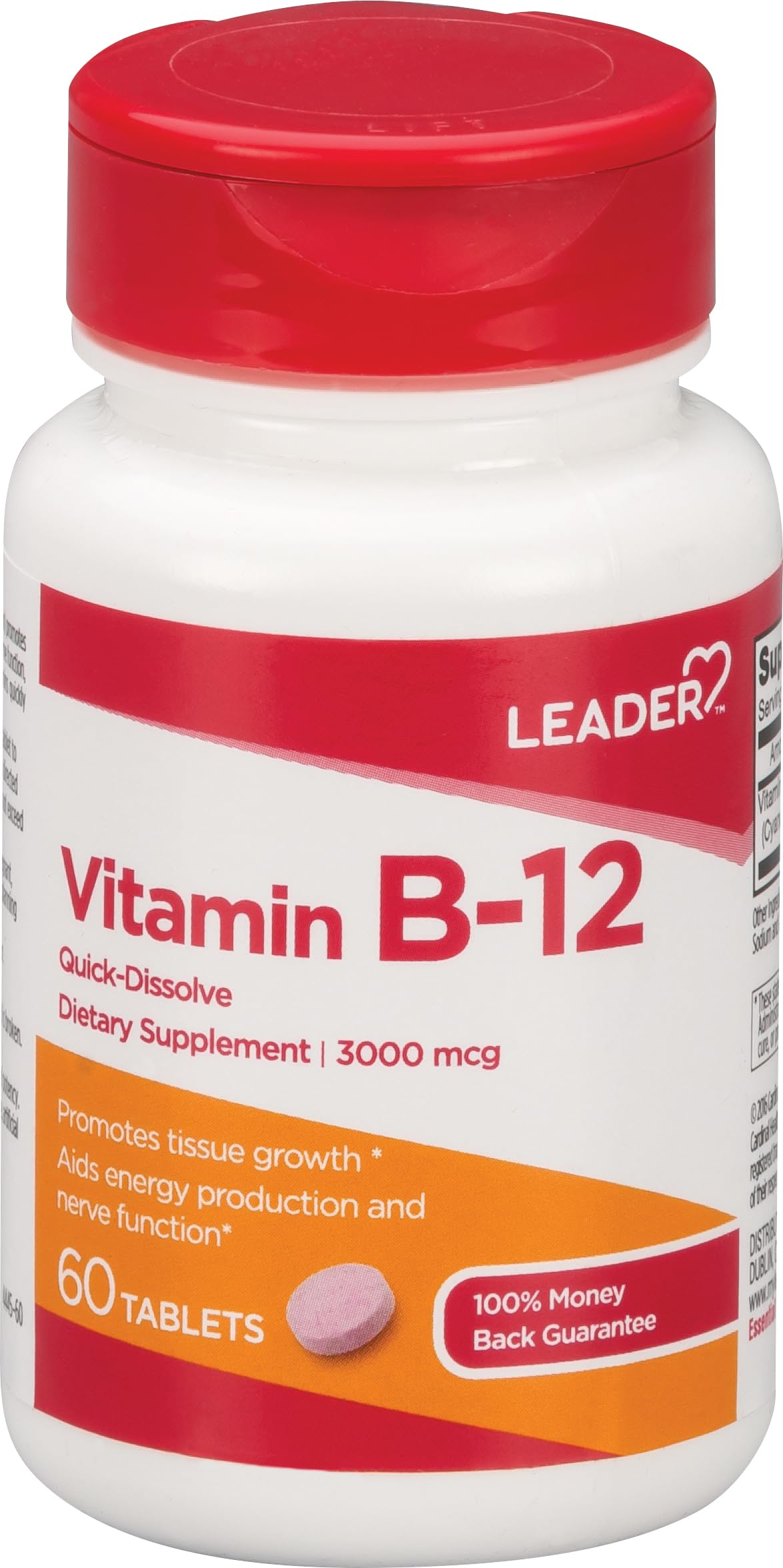 Leader Vitamin B-12 3000MCG Quick Dissolve Tablets 60 Ct. Fast Absorption Energy Support