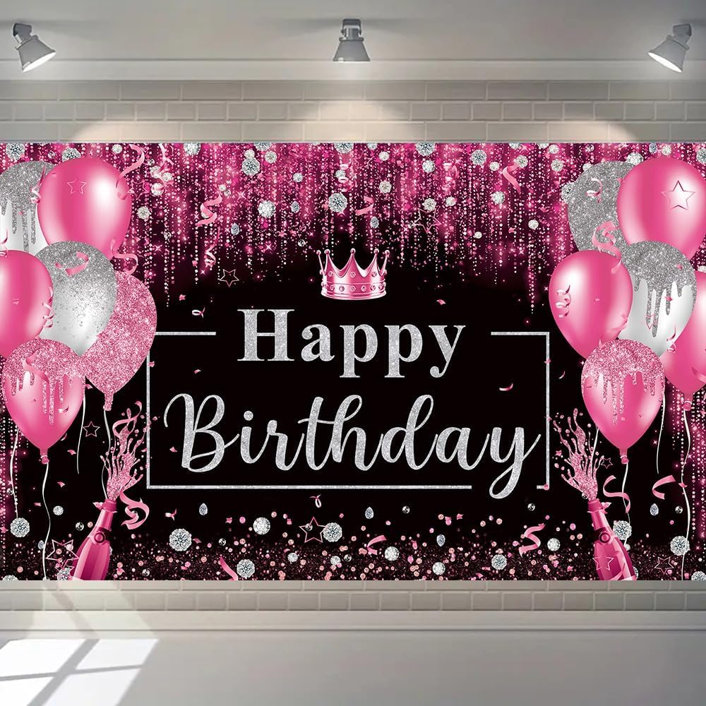 5x3Ft Birthday Party Decorations Backdrop, Happy Birthday Backdrop Banner Photo Booth Photography Background for Party Decorations