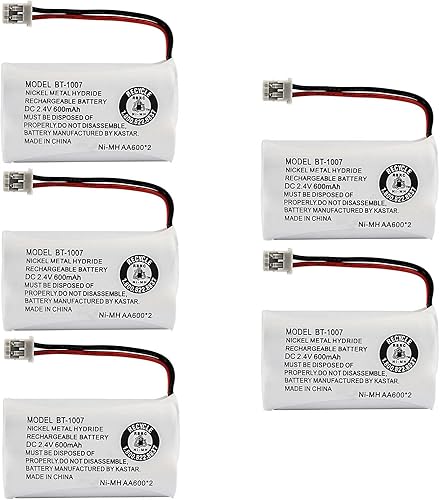 Kastar Paquete de 5 baterías de repuesto BT-1007 para Panasonic HHR-P506, HHR-P506A, HHR-P506A1B, KX-TGA400B, KX-TGA420B, PQHHR150AAZ1, disponible en Yaxa Guatemala