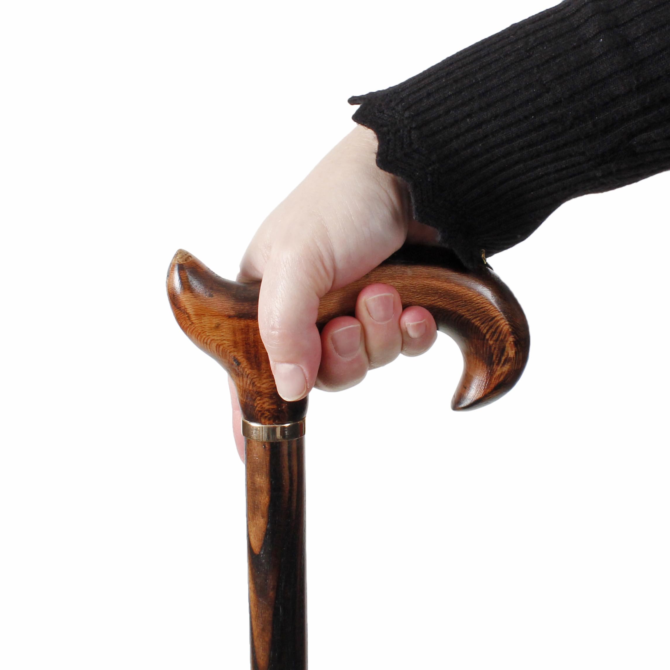 Canne Derby en bois fabriquée à la main pour homme et femme avec manche brûlé et col - 95 cm