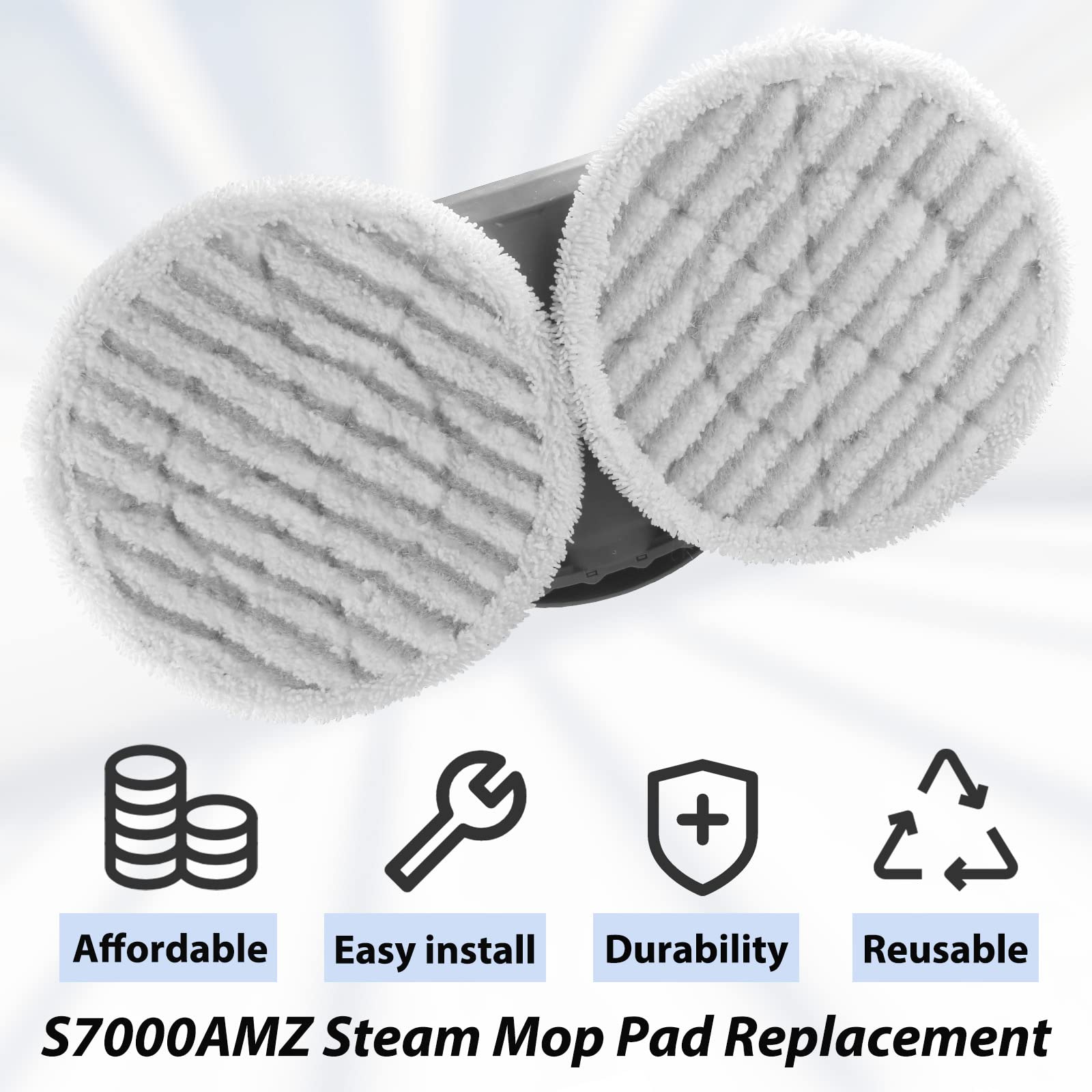 Ulepszone podkładki do mopa parowego S7001, kompatybilne z wymiennymi podkładkami do mopa parowego Shark S7000, S7000AMZ, S7001, S7001TGT, S7201, parowy i peelingowy, uniwersalny mop do